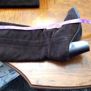 Brown suede leather boots